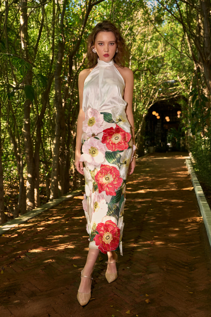 3D FLORAL MIDI SKIRT dash and dot