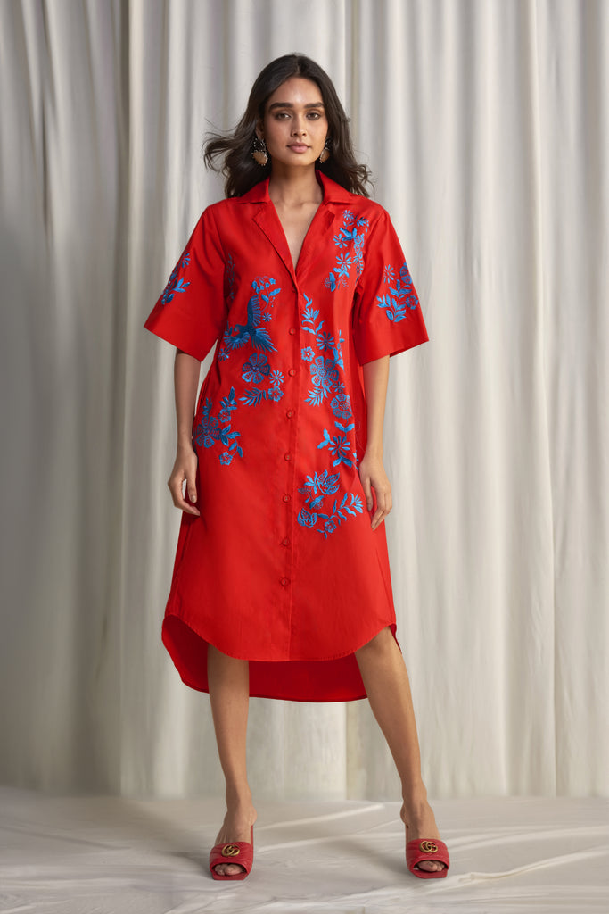 PLACEMENT EMBROIDERED SHIRT DRESS dash and dot