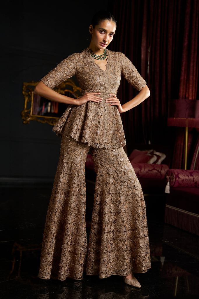 EMBROIDERED LACE FLARED PANT dash and dot