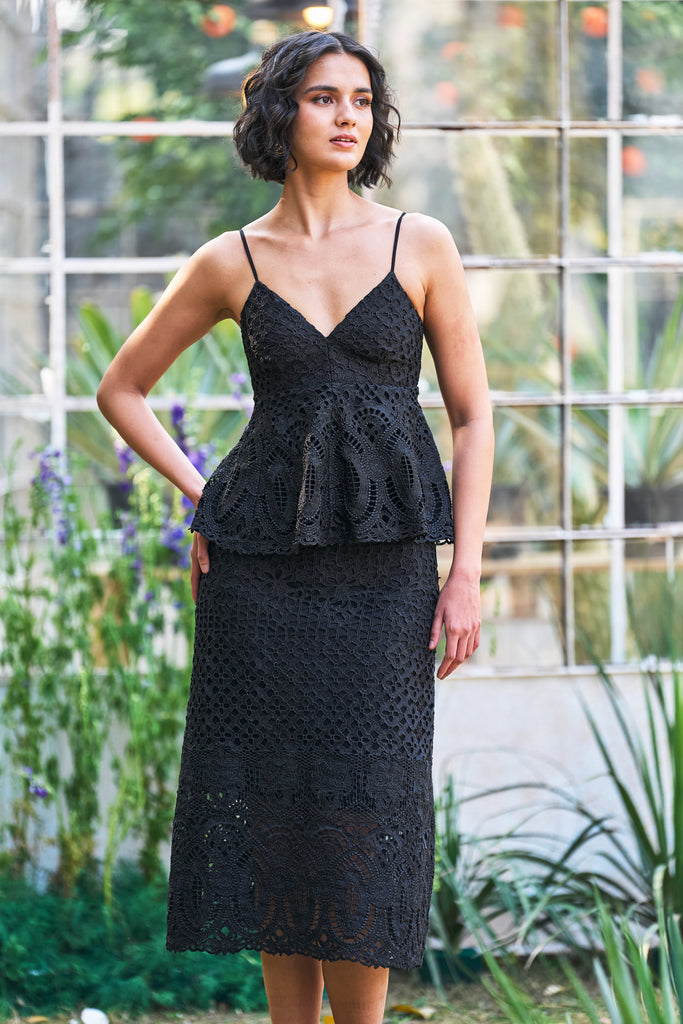 METALLIC LACE PEPLUM TOP dash and dot