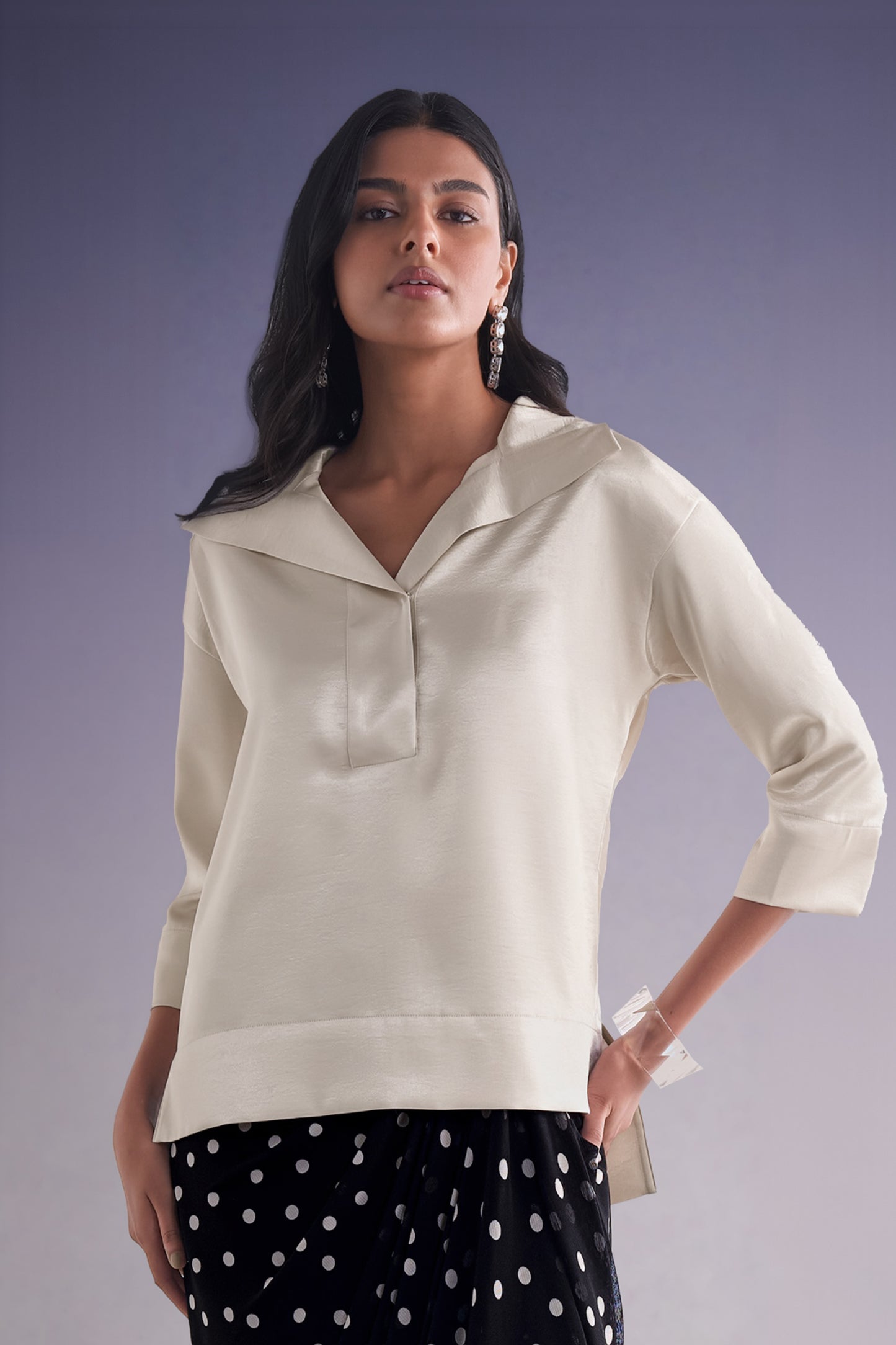 BOXY SATIN POPOVER TOP