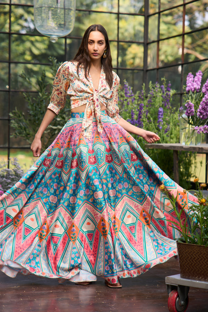 MOSAIC PRINT FLARED SKIRT dash and dot