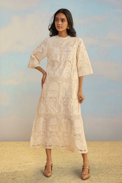 CUTWORK EMBROIDERED SCALLOPED MAXI