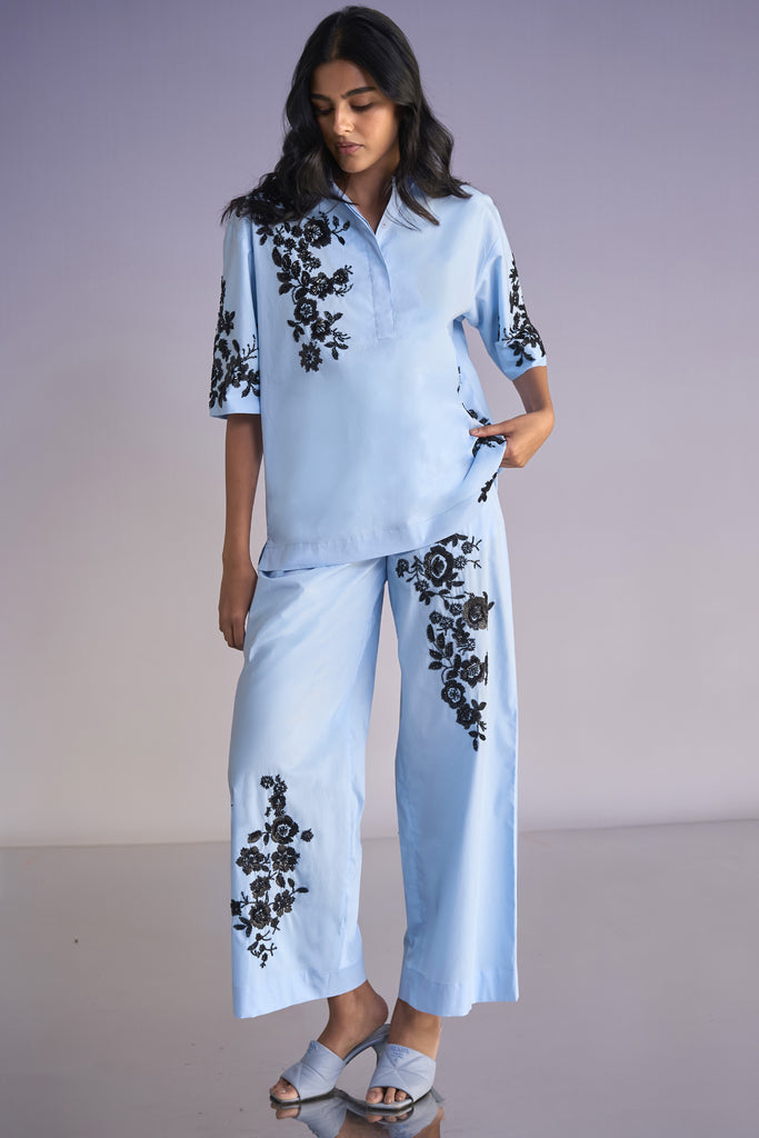 FLORAL BEAD EMBROIDERED PANT dash and dot