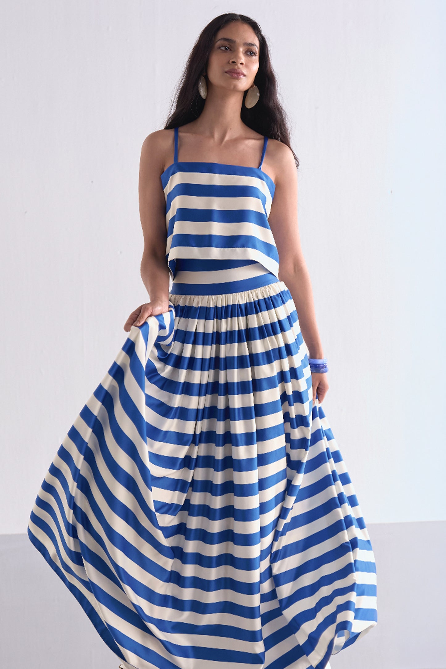 FLOWING STRIPED MAXI SKIRT
