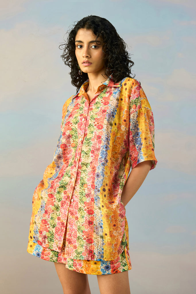 BOTANICAL STRIPE PRINT SHIRT dash and dot