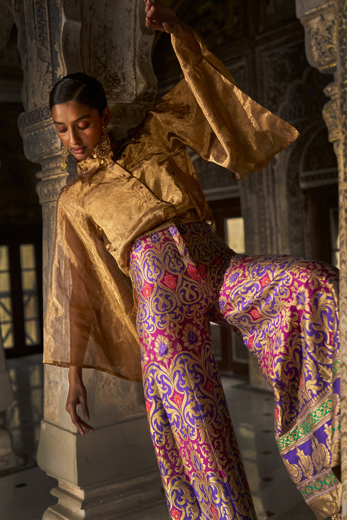 BENARES SILK TISSUE KIMONO SLEEVE SHIRT dash and dot