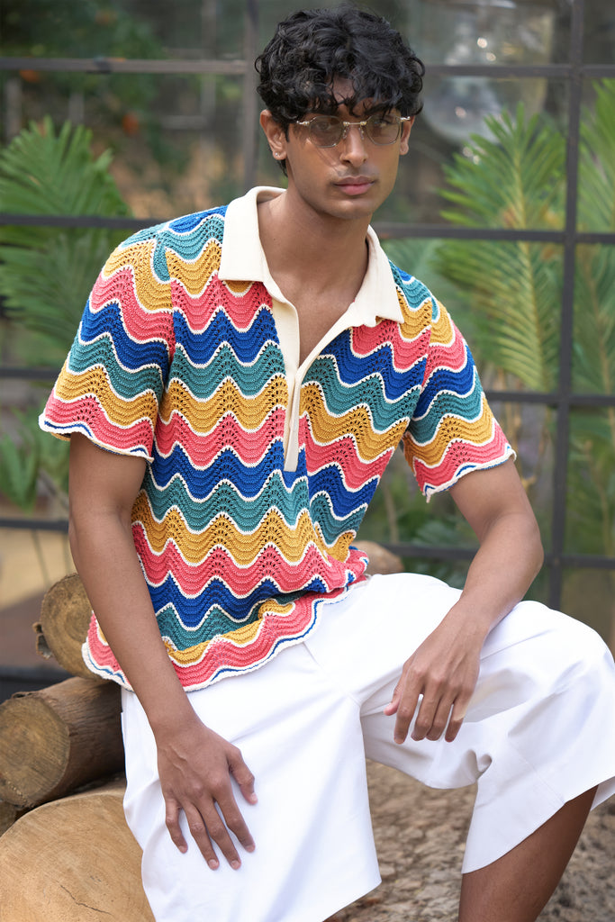 MULTICOLOUR KNIT POLO dash and dot
