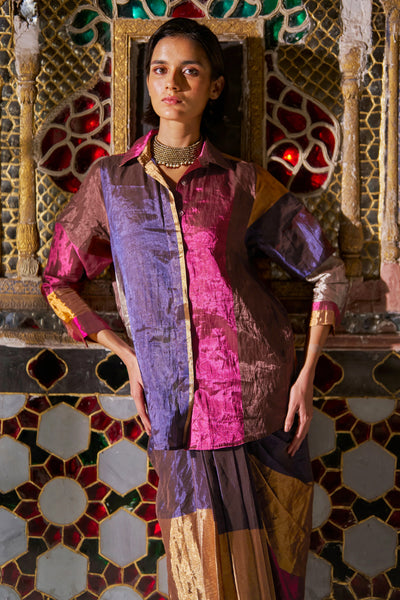 STRIPED BENARES TISSUE SHIRT