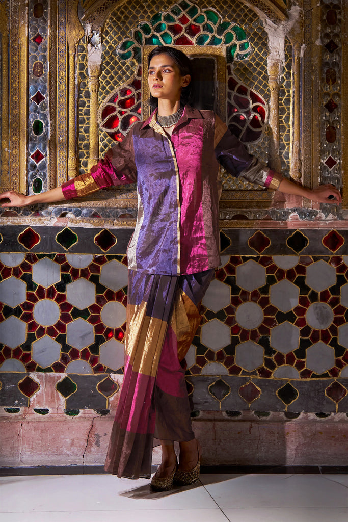 STRIPED BENARES TISSUE SKIRT SET dash and dot