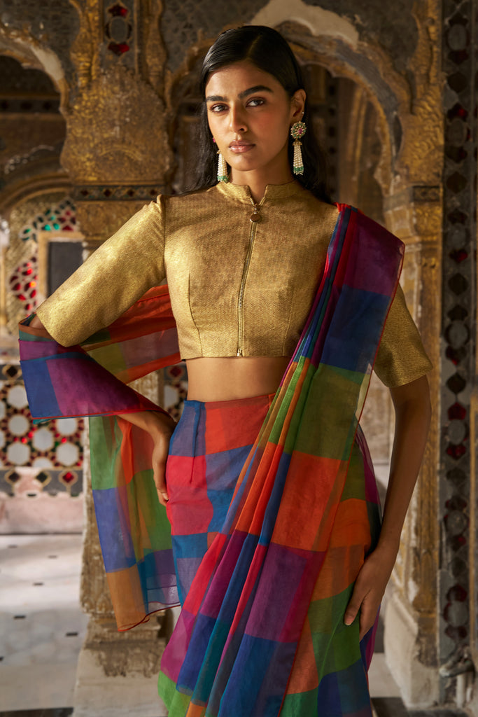 BENARES BROCADE ZIP SHIRT dash and dot