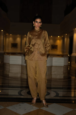 CRINKLED BENARES TISSUE METALLIC PANT