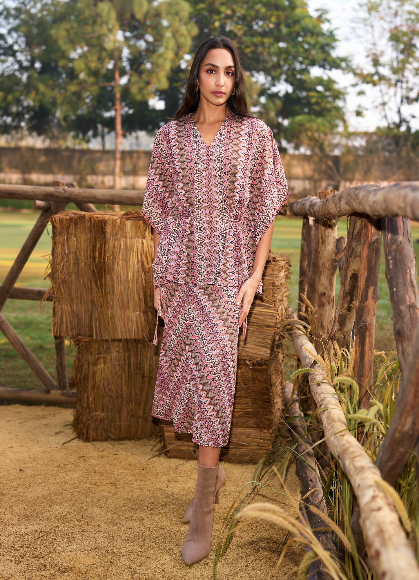 CHEVRON KNIT KAFTAN TOP