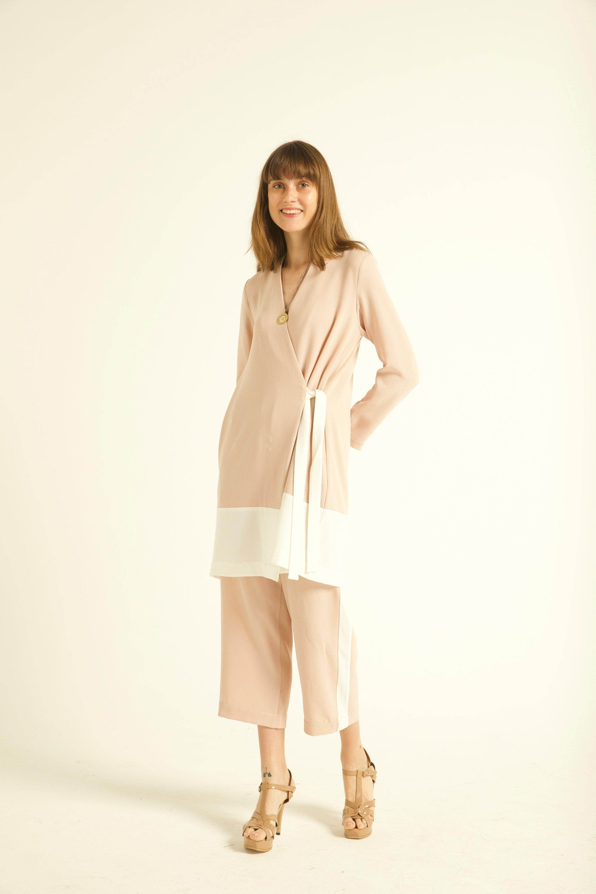 BLUSH/WHITE TUXEDO PANTS - dash and dot