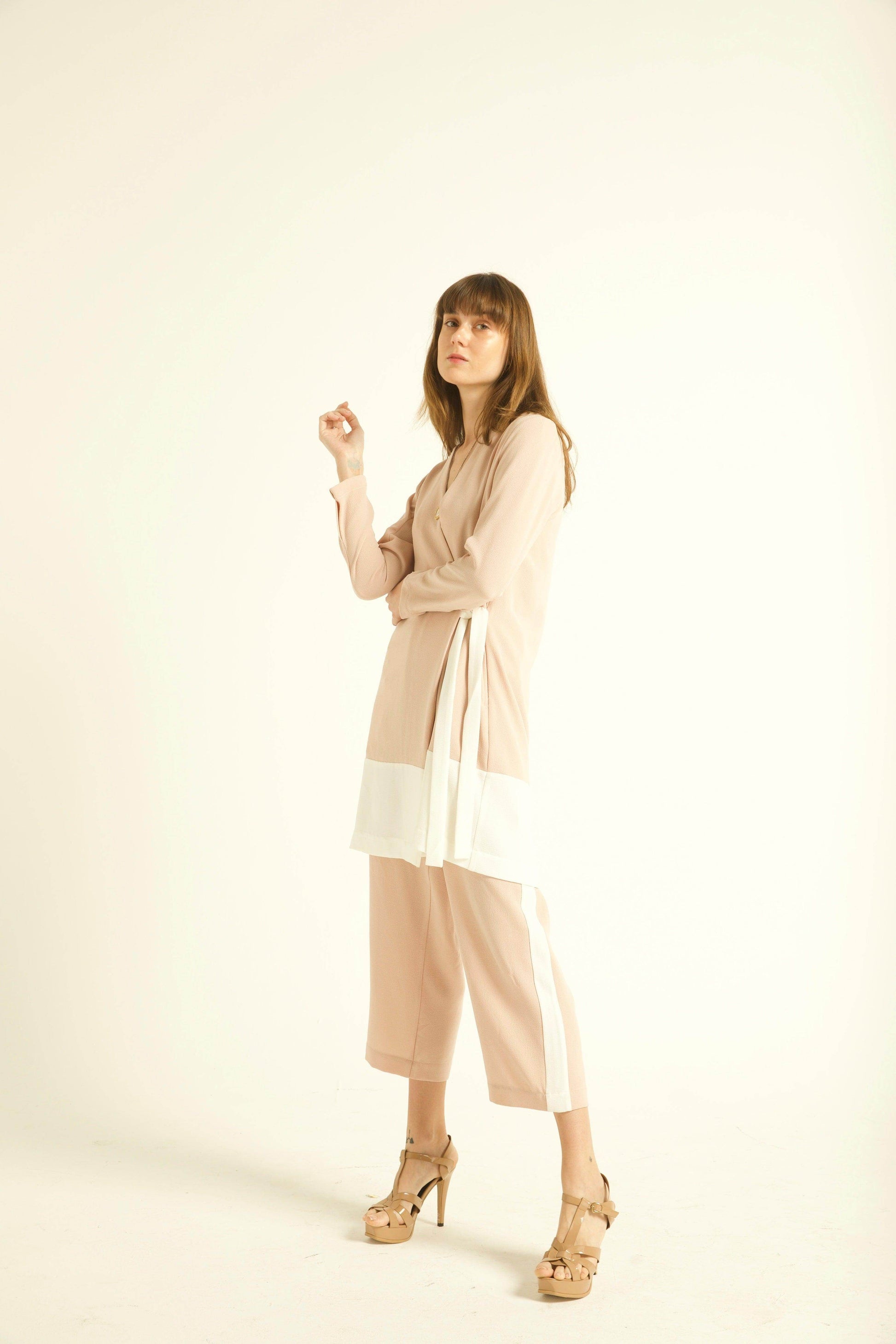 BLUSH/WHITE TUXEDO PANTS - dash and dot