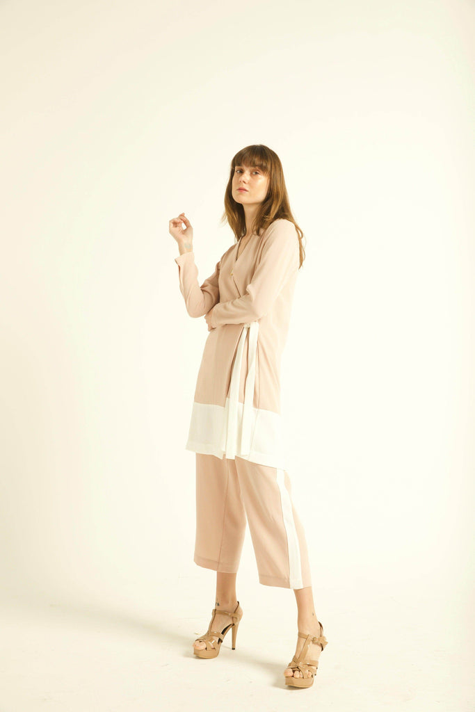 BLUSH/WHITE TUXEDO PANTS - dash and dot dash and dot