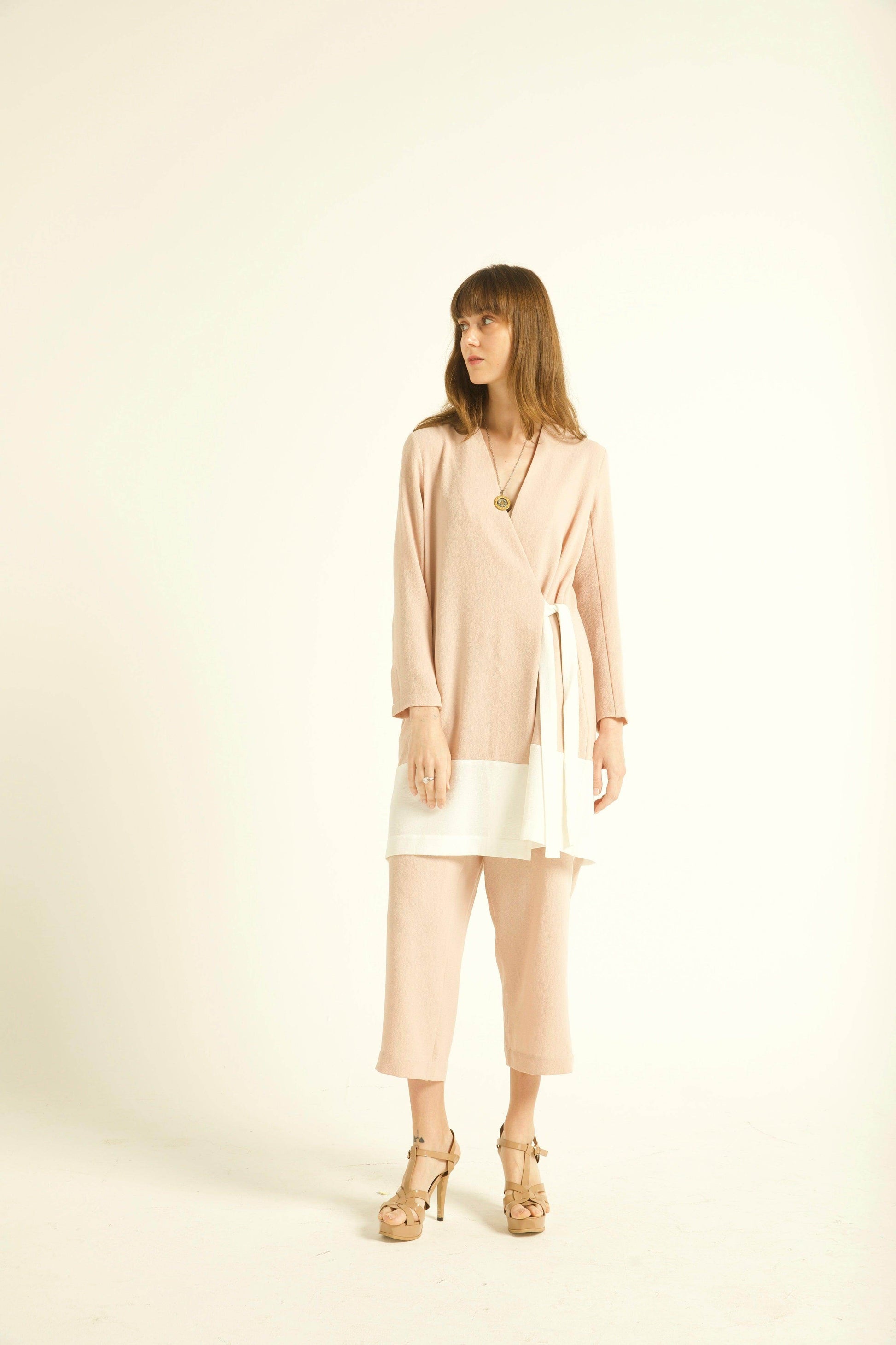 BLUSH/WHITE TUXEDO PANTS - dash and dot