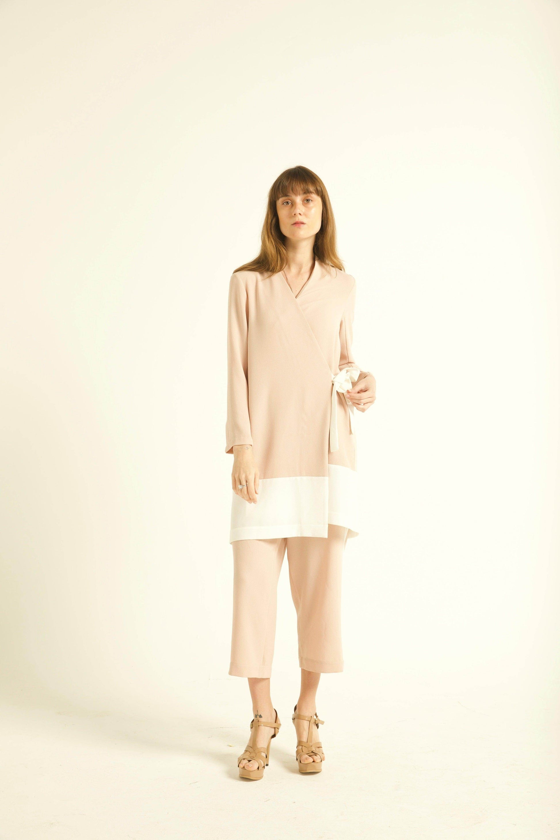 BLUSH/WHITE TUXEDO PANTS - dash and dot