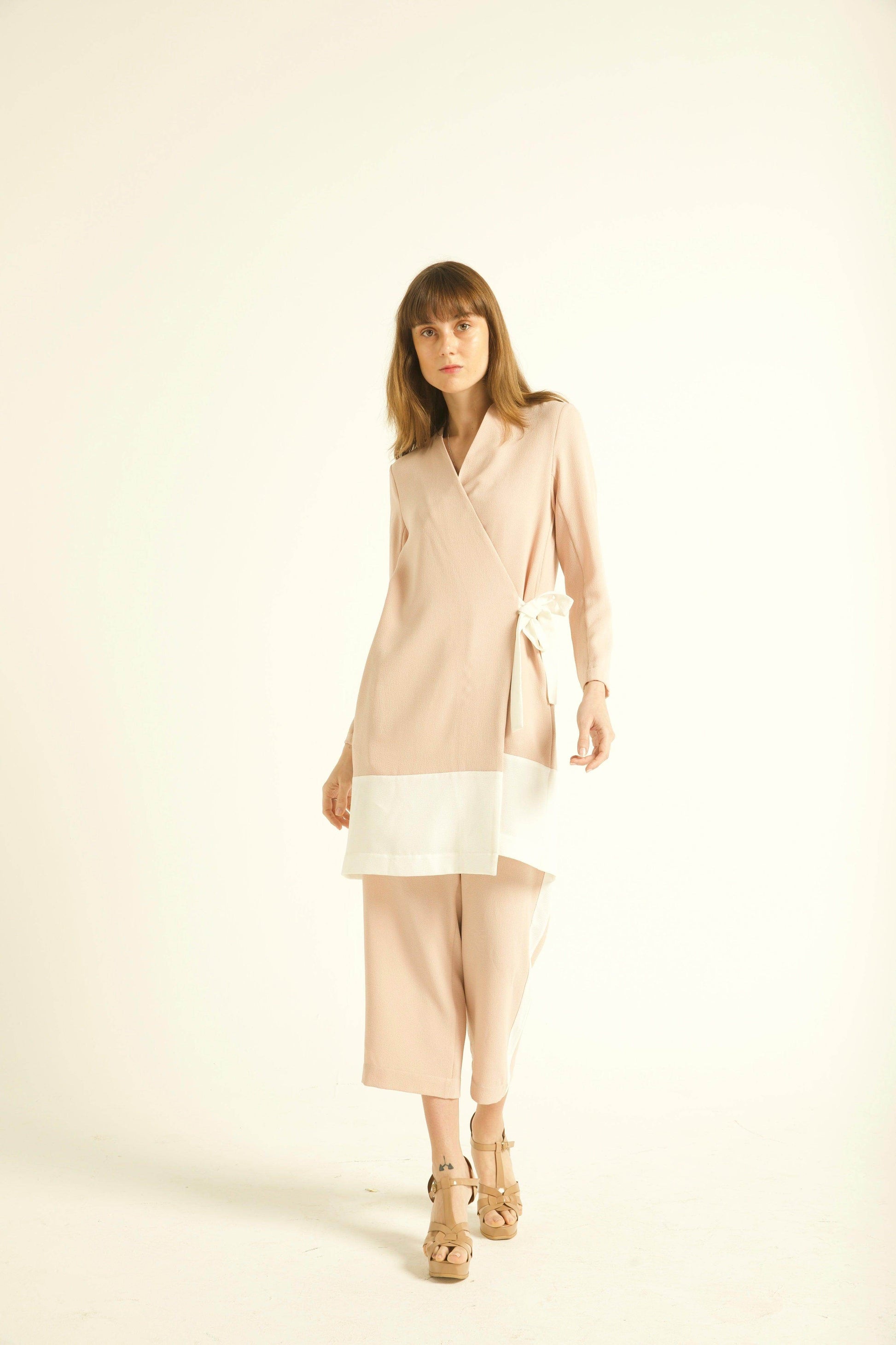 BLUSH/WHITE TUXEDO PANTS - dash and dot
