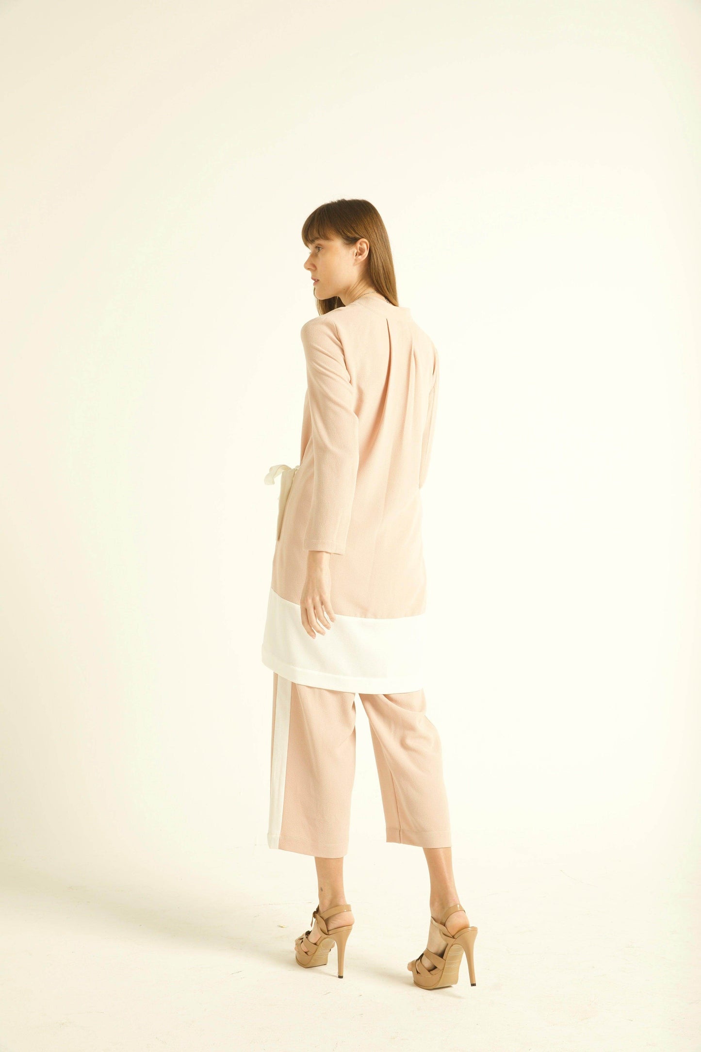 BLUSH/WHITE TUXEDO PANTS - dash and dot