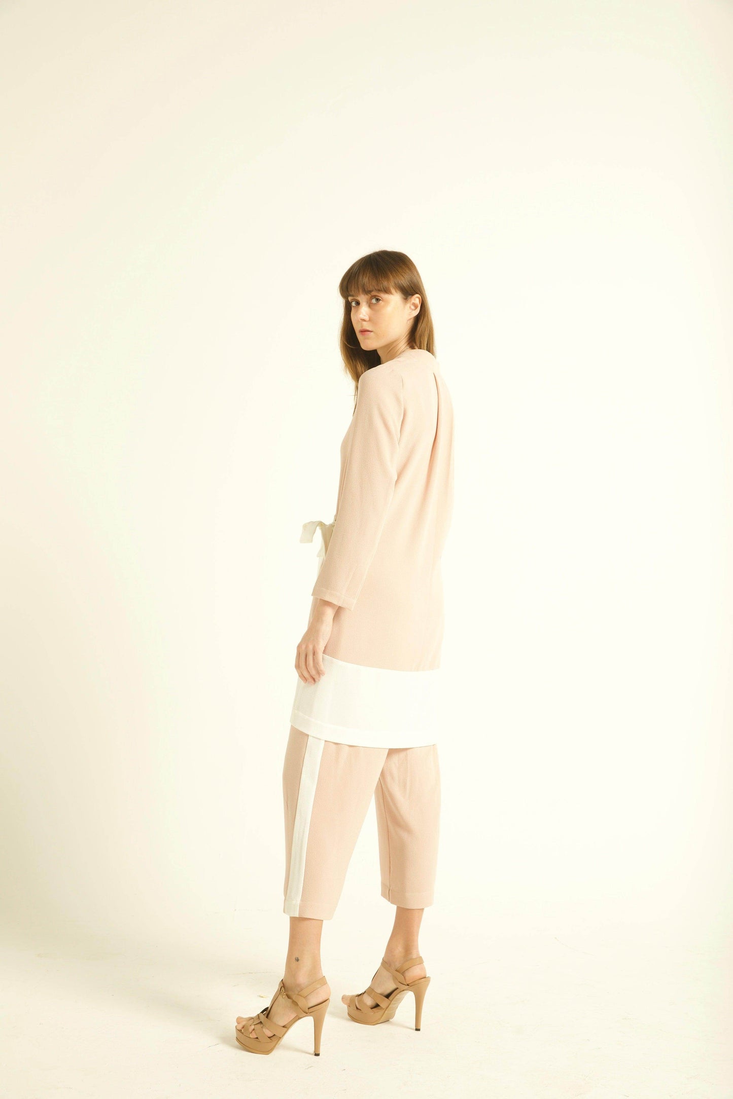 BLUSH/WHITE TUXEDO PANTS - dash and dot