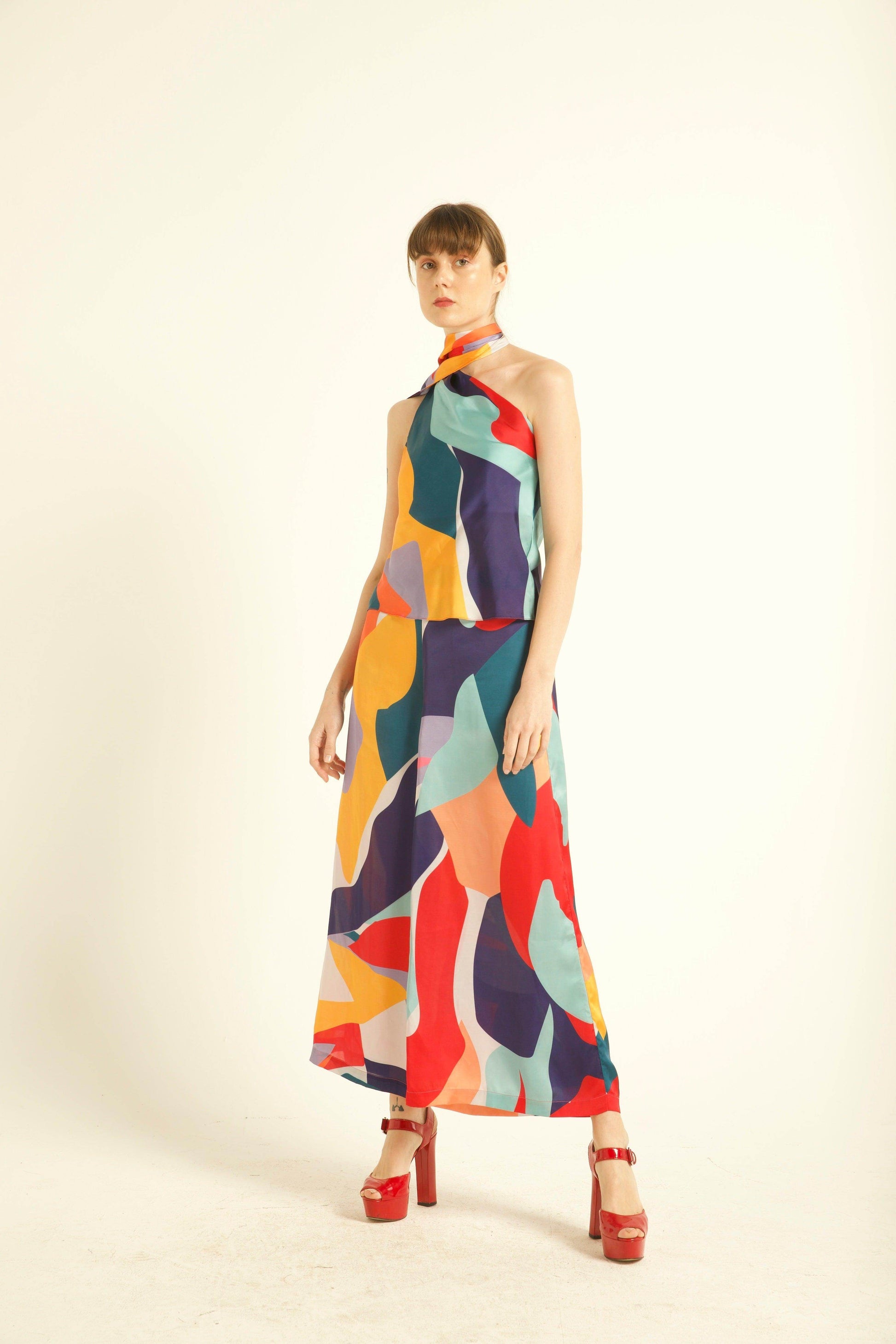 ABSTRACT DRAPED SCARF SET - dash and dot