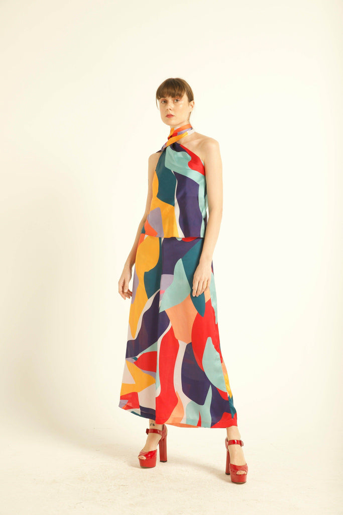 ABSTRACT DRAPED SCARF SET - dash and dot dash and dot