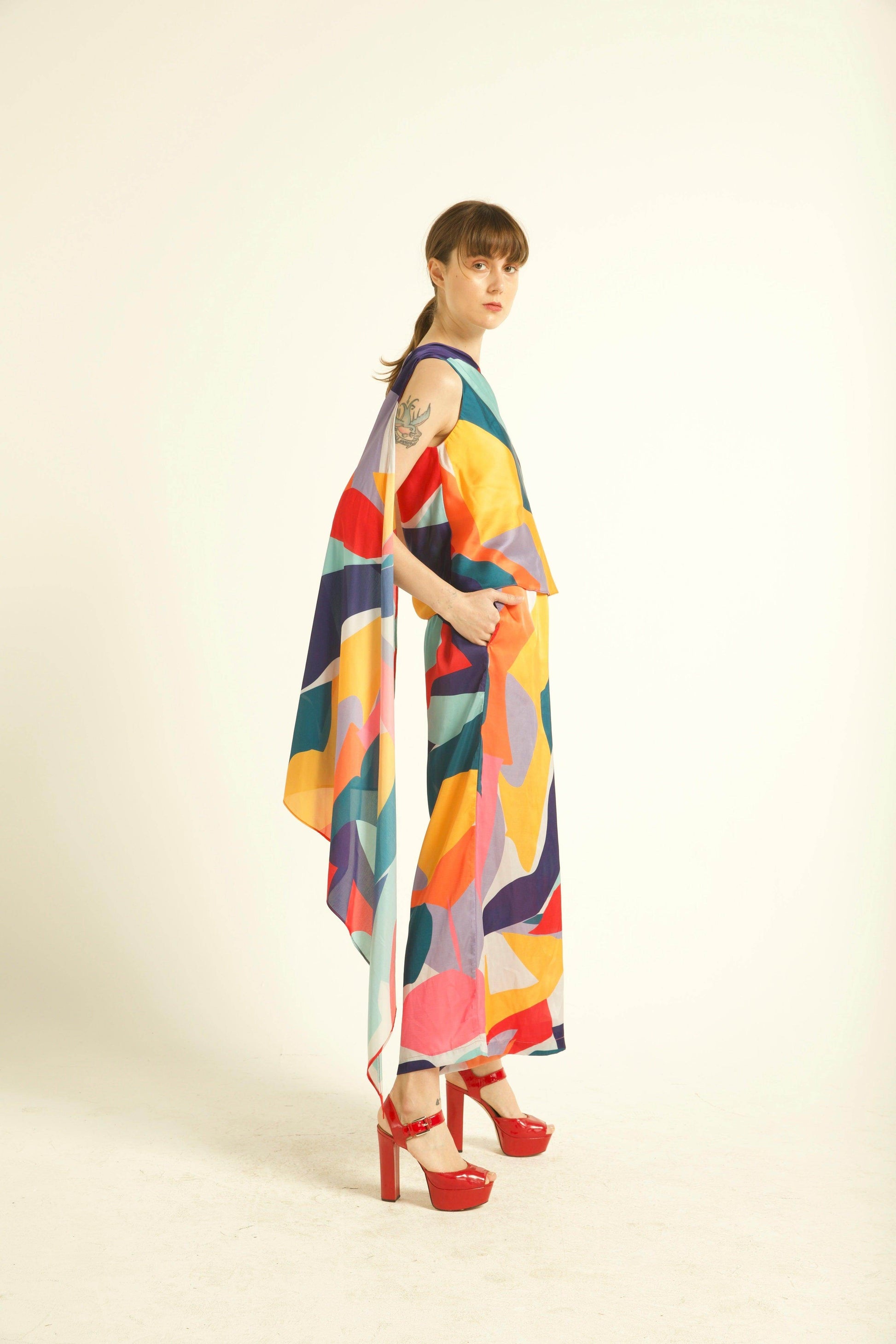 ABSTRACT DRAPED SCARF SET - dash and dot