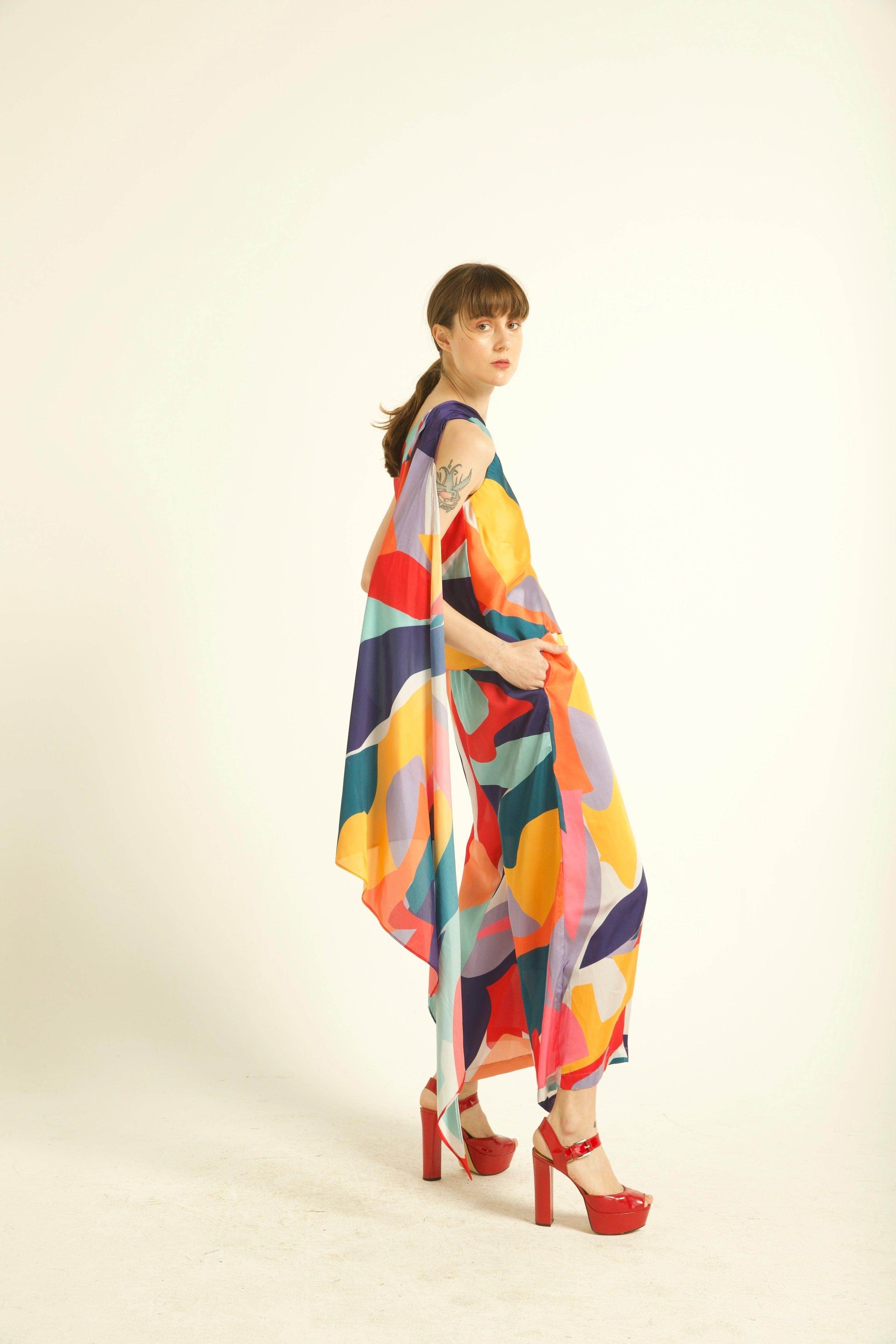 ABSTRACT DRAPED SCARF SET - dash and dot