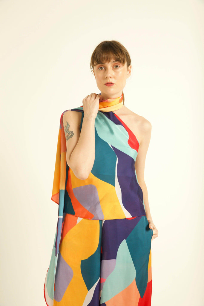 ABSTRACT DRAPED SCARF SET - dash and dot dash and dot