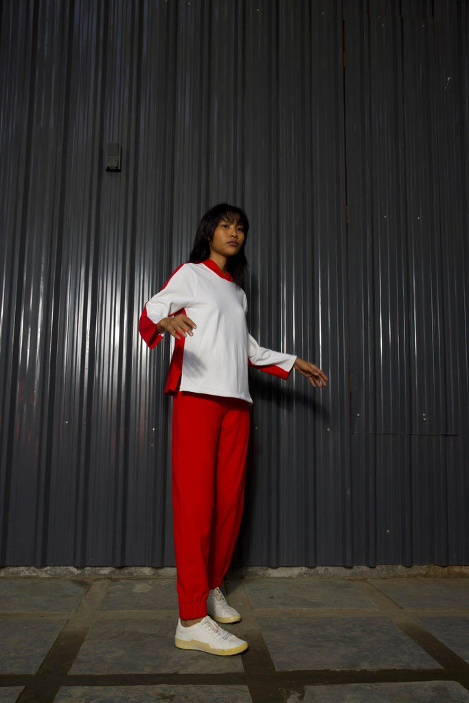 RED/WHITE TRACK SUIT - dash and dot dash and dot