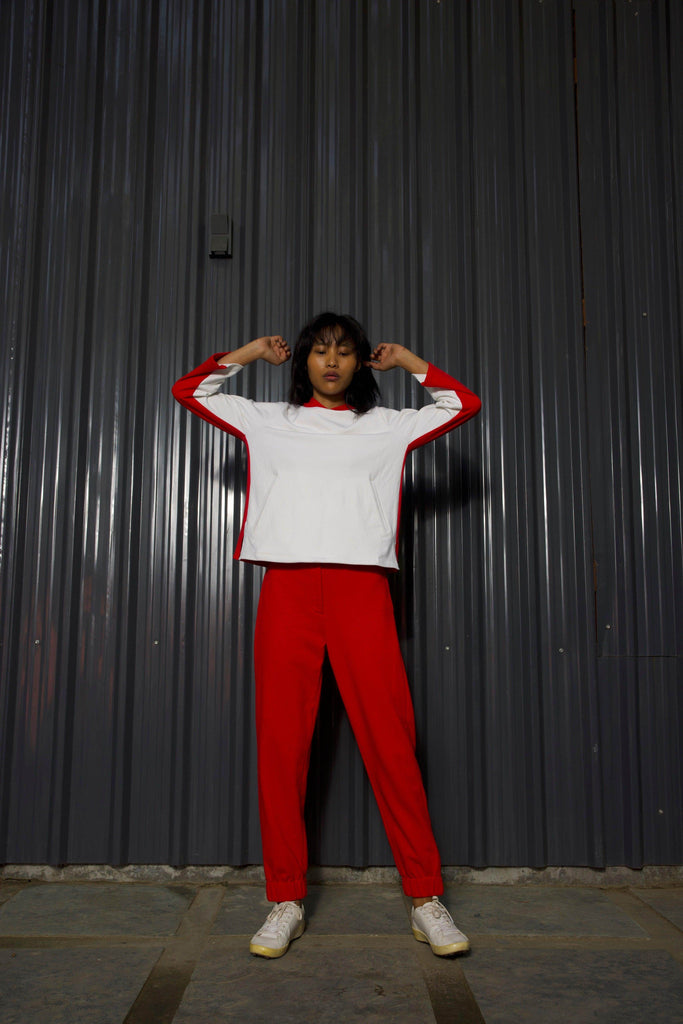 RED/WHITE TRACK SUIT - dash and dot dash and dot