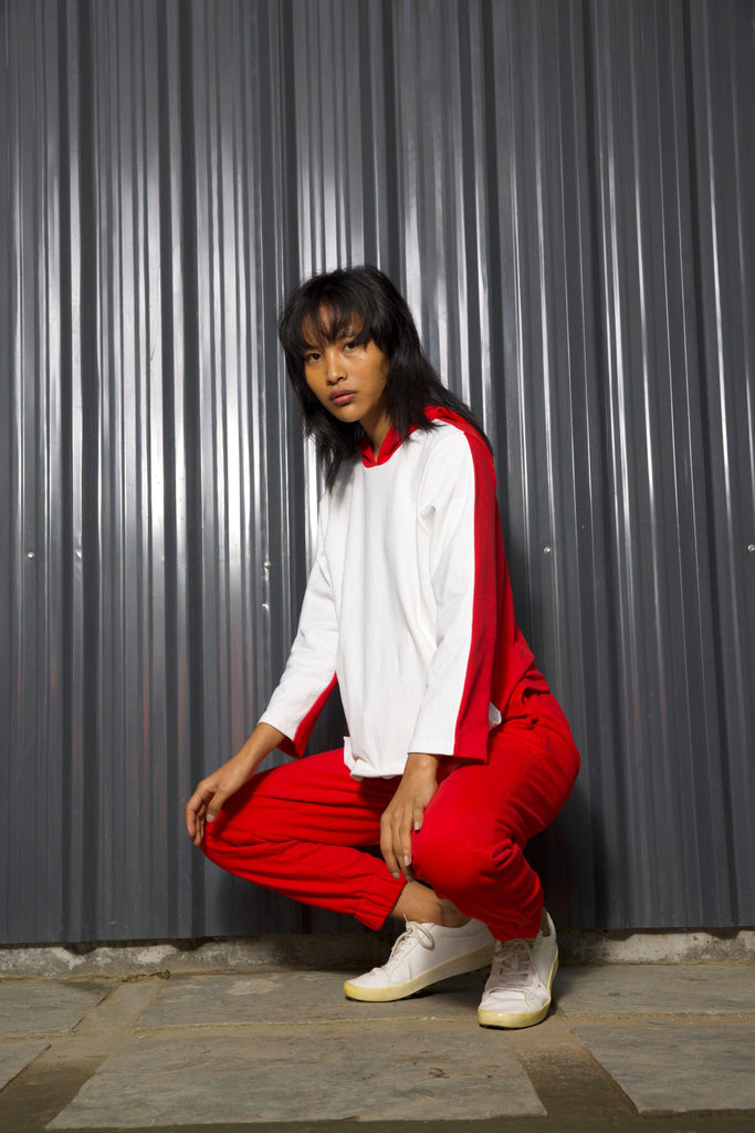 RED/WHITE TRACK SUIT - dash and dot dash and dot