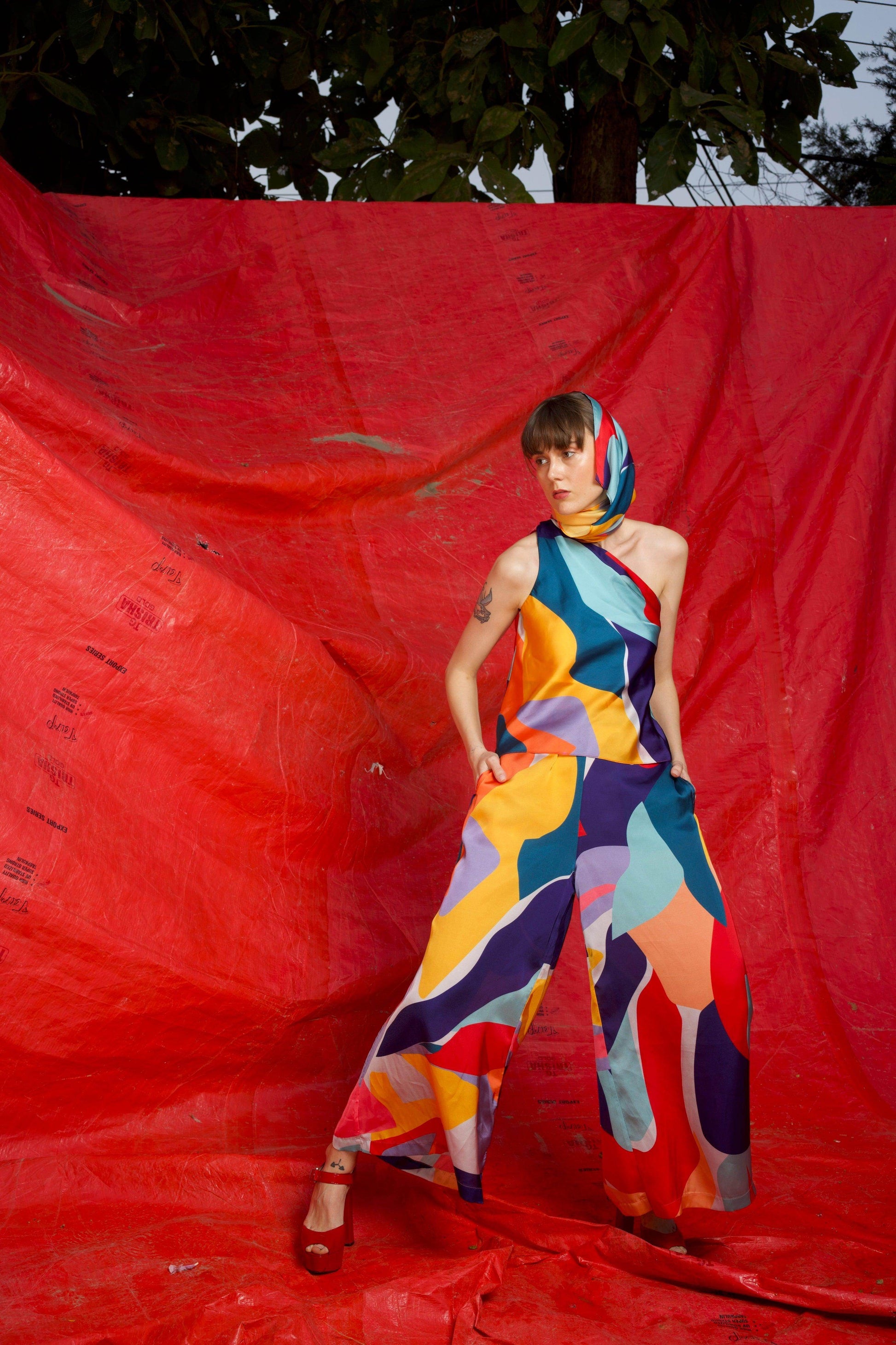 ABSTRACT DRAPED SCARF SET - dash and dot