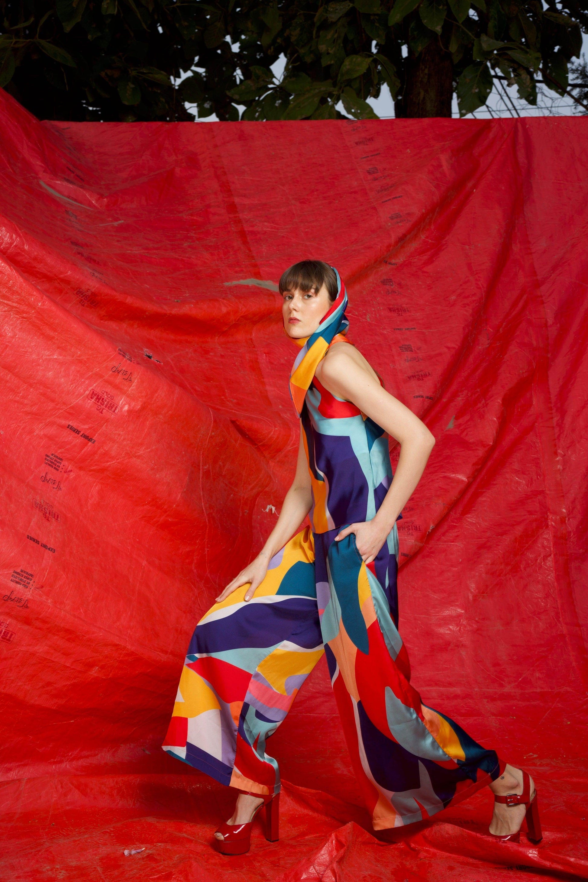 ABSTRACT DRAPED SCARF SET - dash and dot