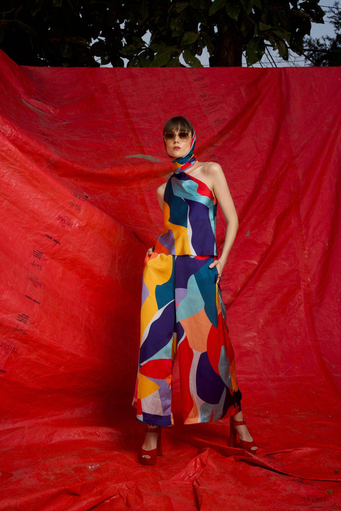 ABSTRACT DRAPED SCARF SET - dash and dot dash and dot