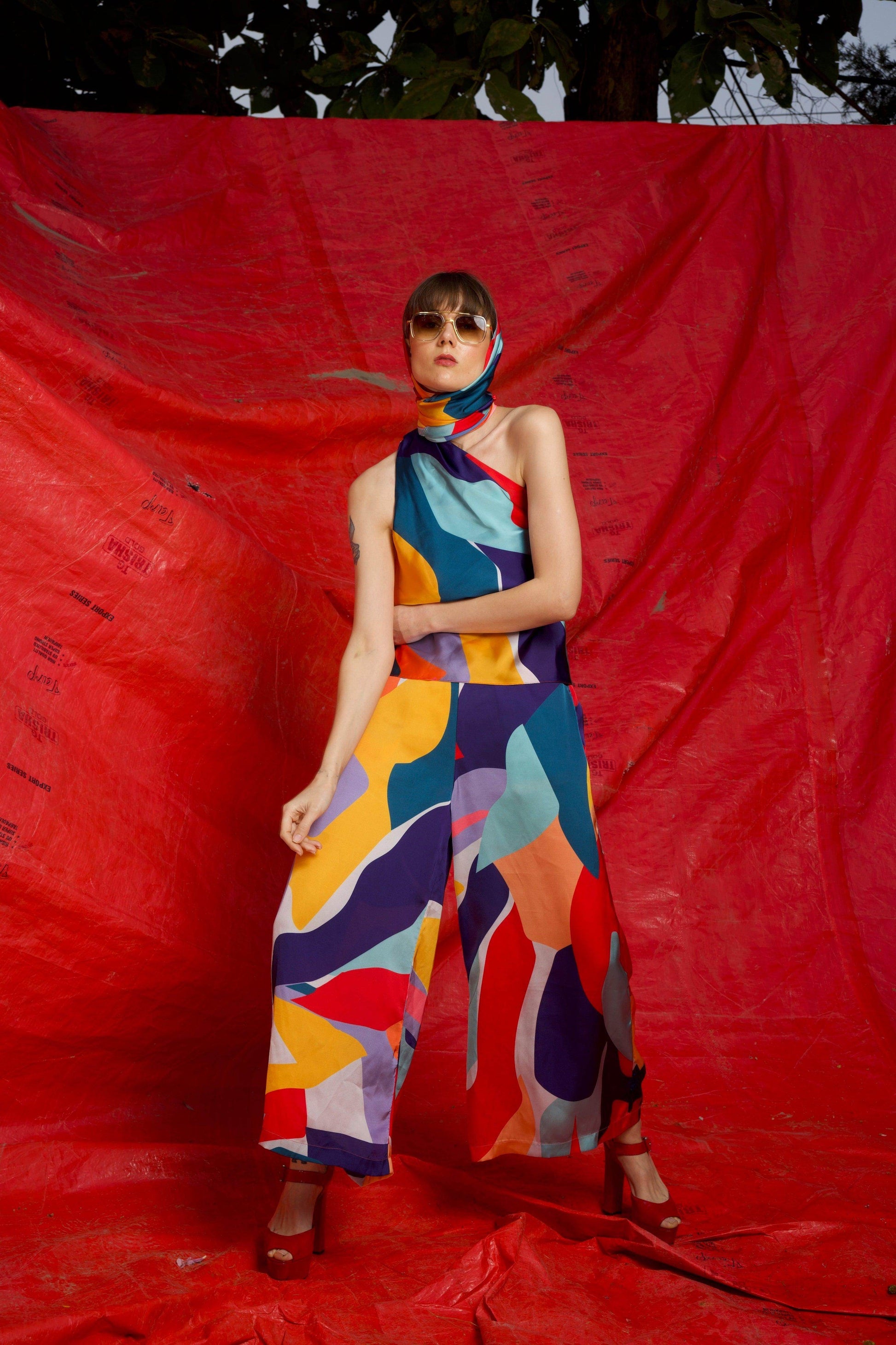 ABSTRACT DRAPED SCARF SET - dash and dot