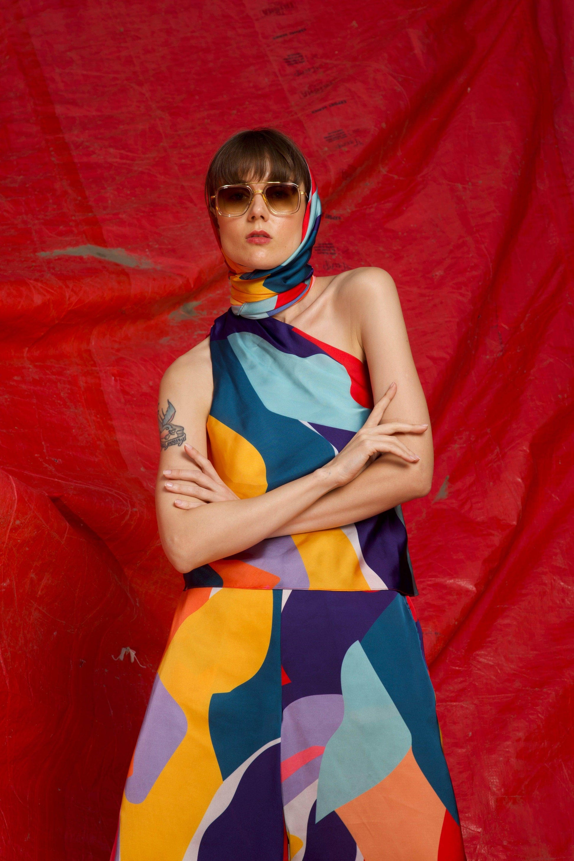 ABSTRACT DRAPED SCARF SET - dash and dot