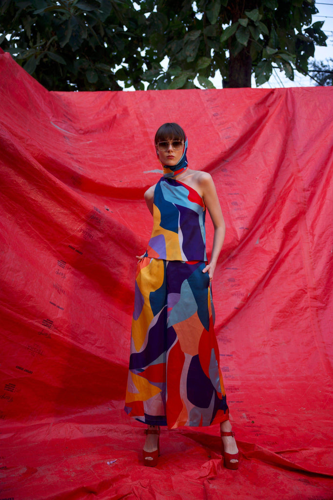 ABSTRACT DRAPED SCARF SET - dash and dot dash and dot