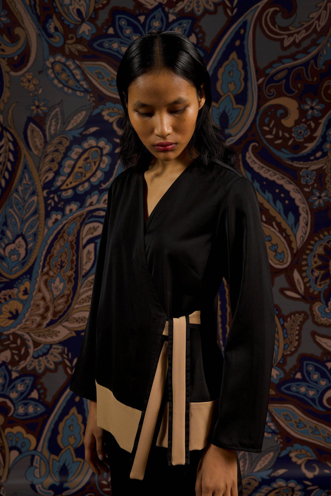 SIDE TIE COLOUR BLOCK CO-ORD SET - dash and dot dash and dot