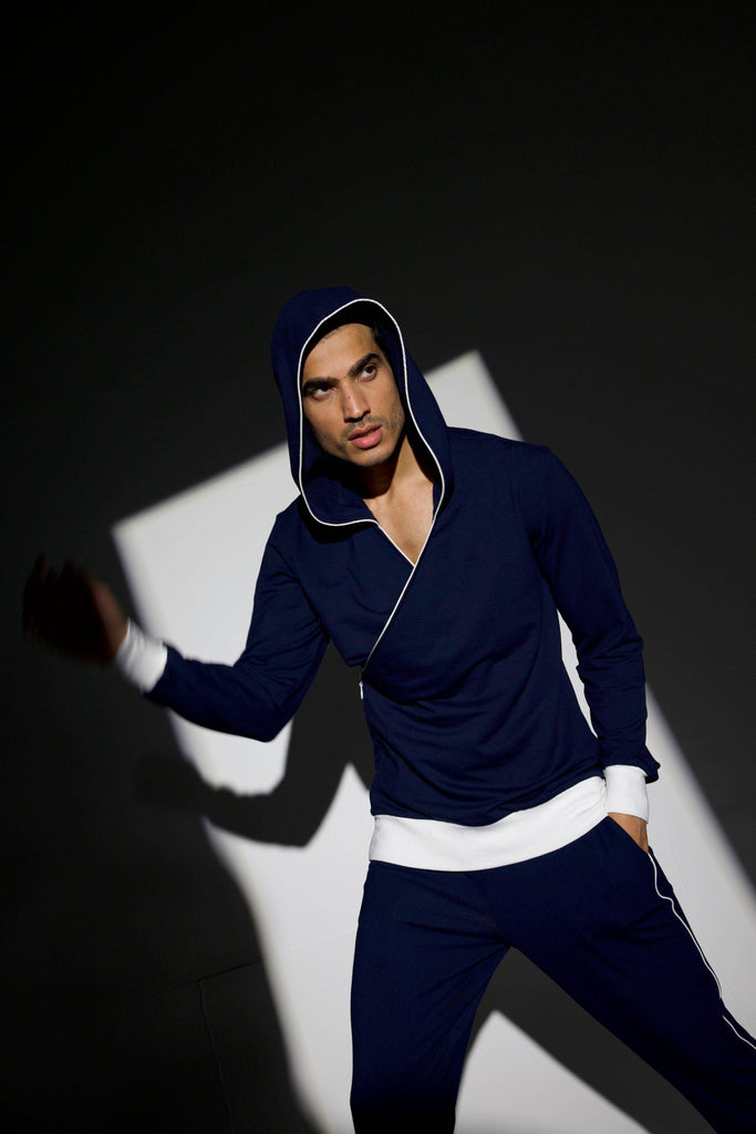 NAVY WRAP HOODIE SET - dash and dot dash and dot