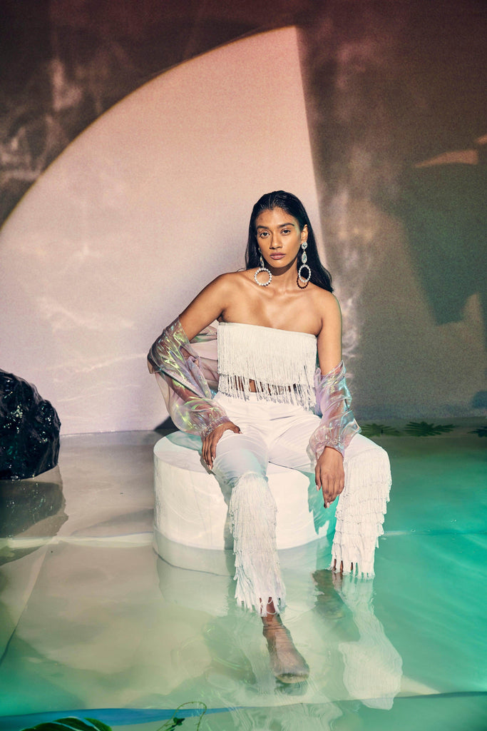 FRINGE CROP TOP PANT SET - dash and dot dash and dot