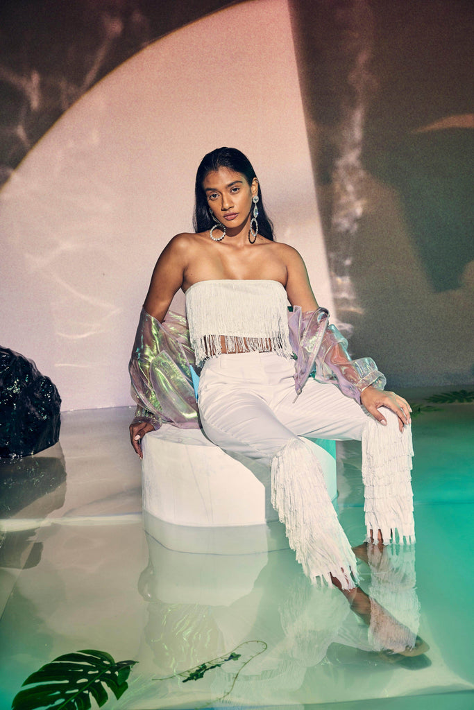 FRINGE CROP TOP PANT SET - dash and dot dash and dot