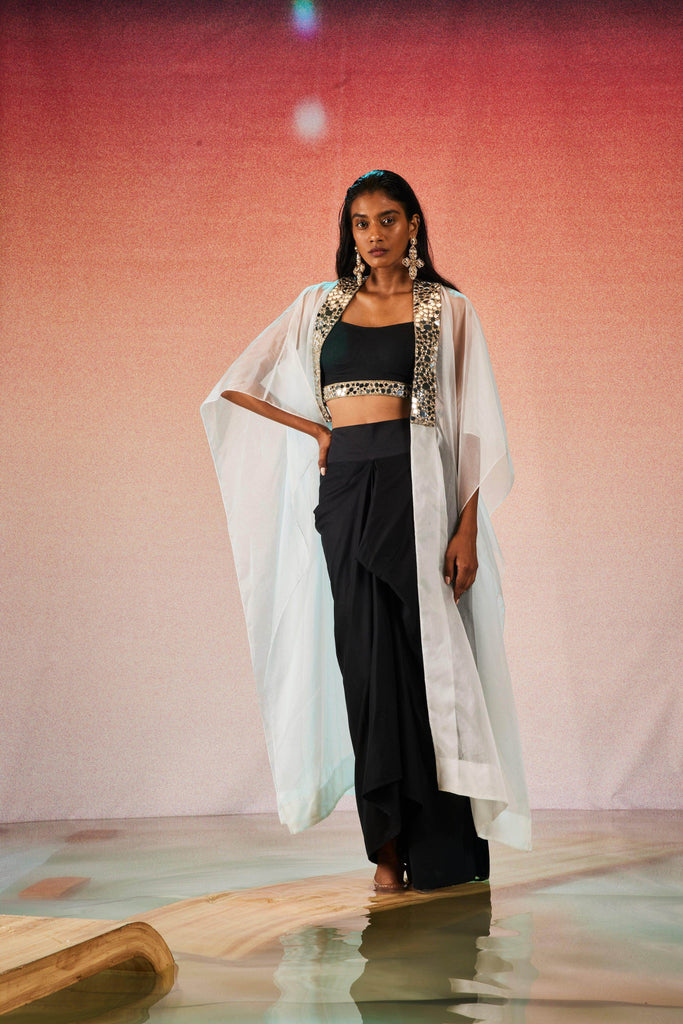 MIRROR BRALETTE AND DRAPED SKIRT SET - dash and dot dash and dot