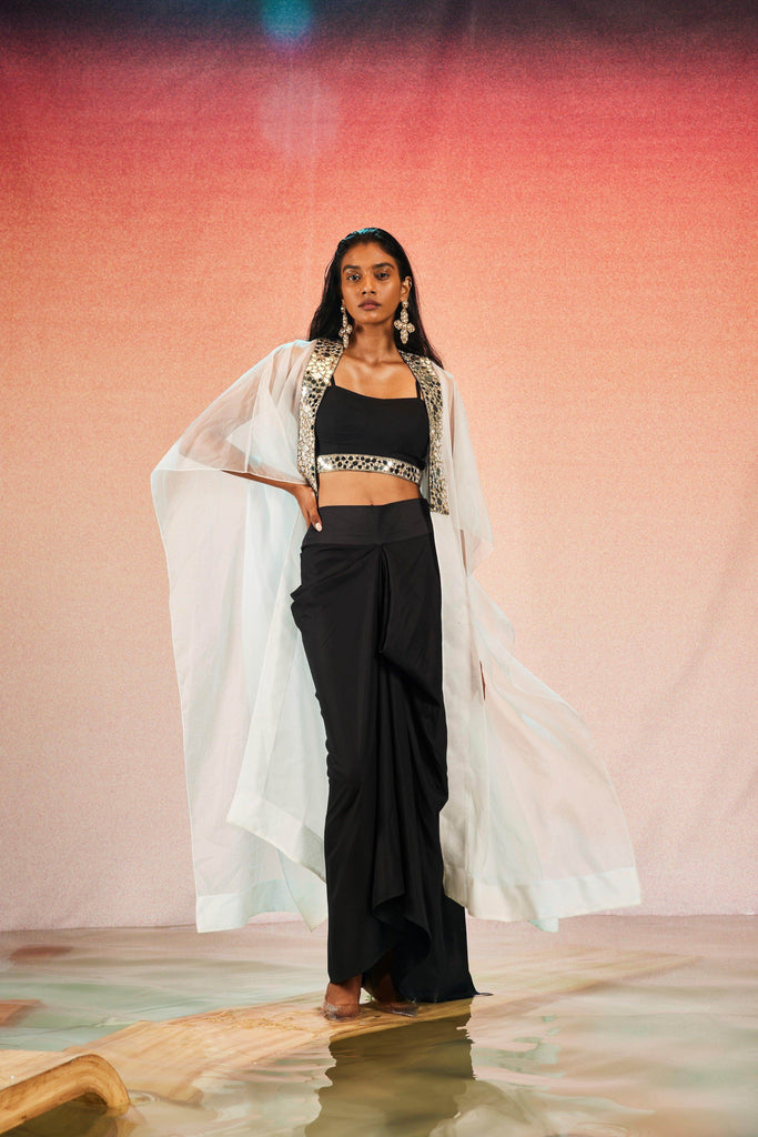 MIRROR BRALETTE AND DRAPED SKIRT SET - dash and dot dash and dot