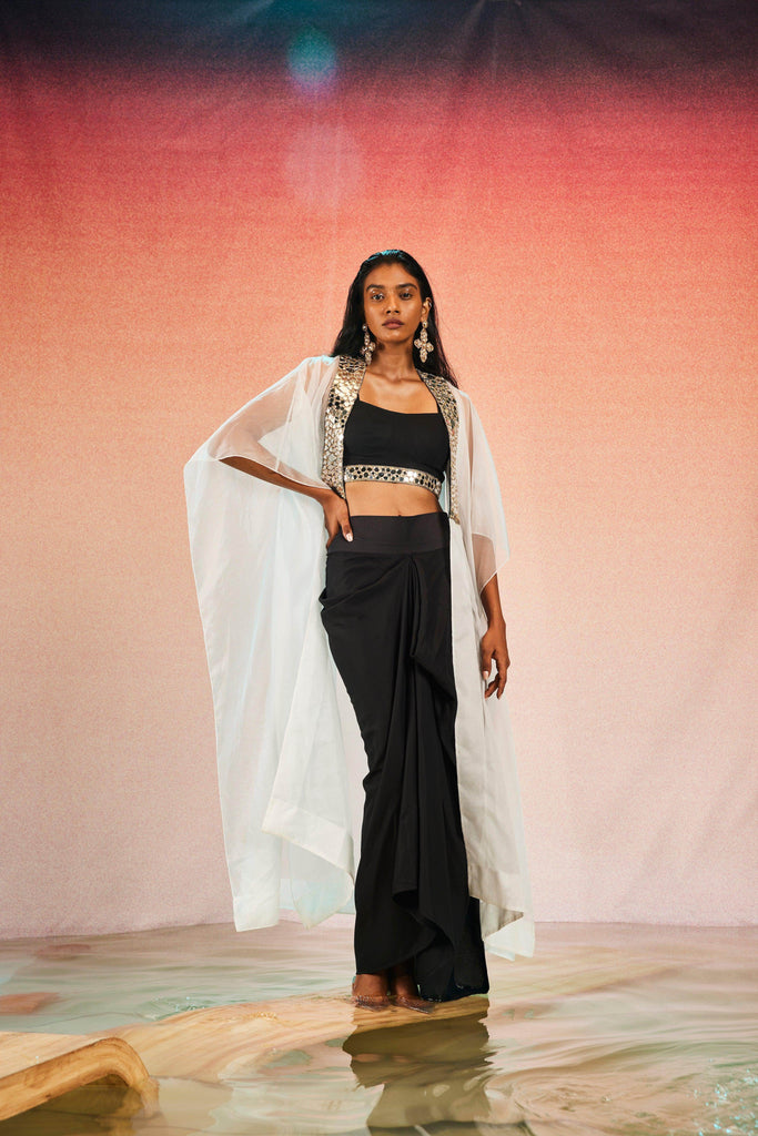 MIRROR BRALETTE AND DRAPED SKIRT SET - dash and dot dash and dot