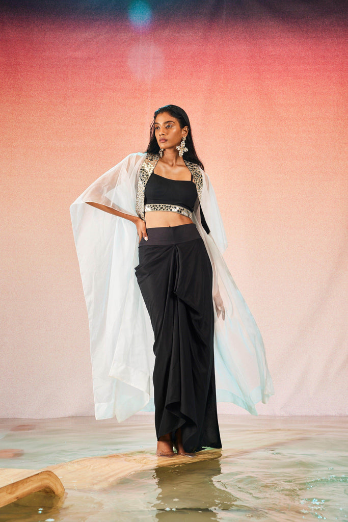 MIRROR BRALETTE AND DRAPED SKIRT SET - dash and dot dash and dot