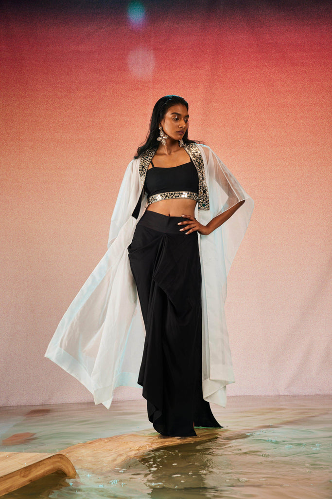 MIRROR BRALETTE AND DRAPED SKIRT SET - dash and dot dash and dot