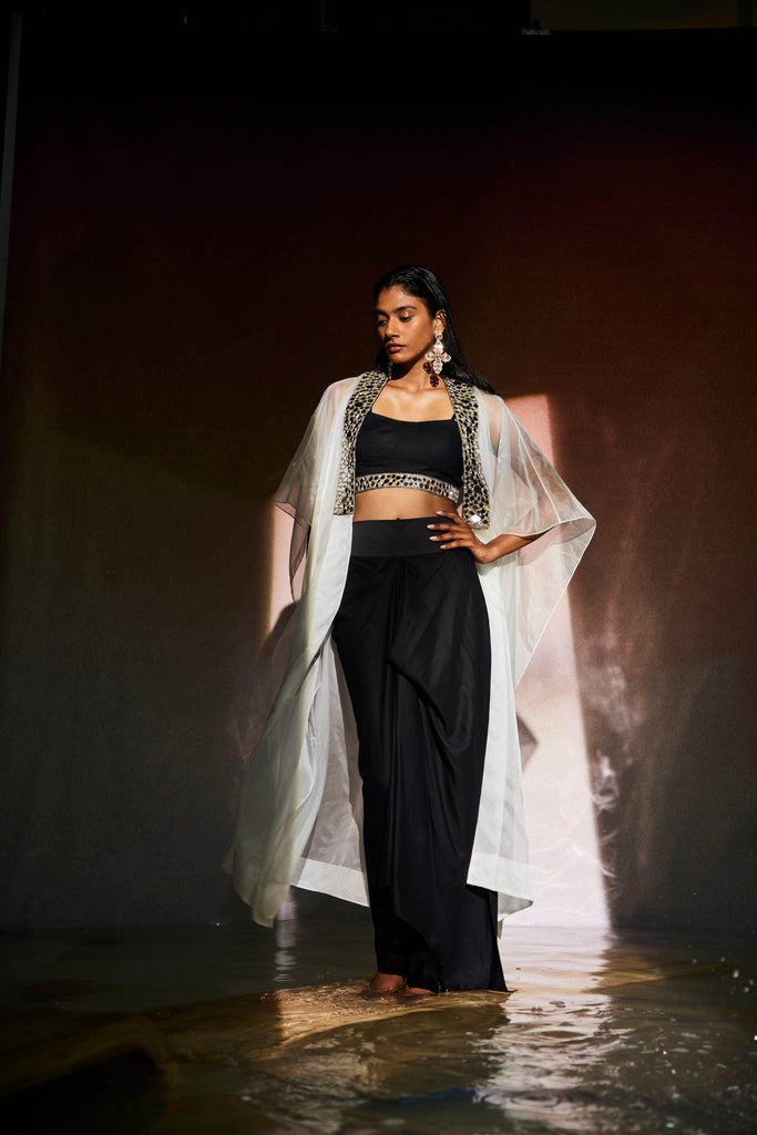 MIRROR BRALETTE AND DRAPED SKIRT SET - dash and dot dash and dot