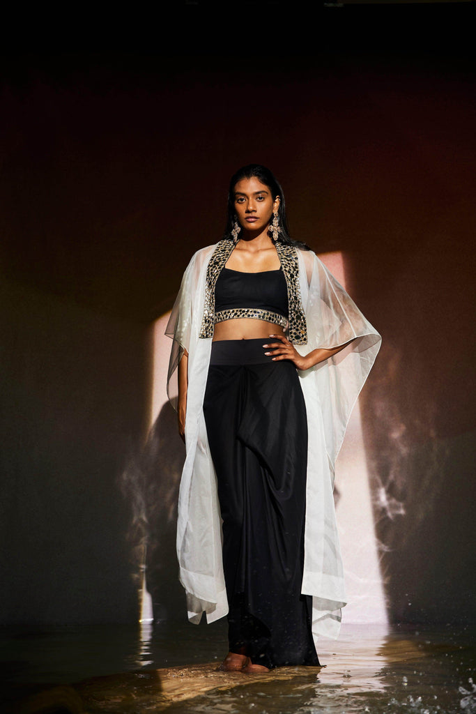 MIRROR BRALETTE AND DRAPED SKIRT SET - dash and dot dash and dot